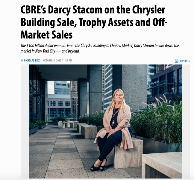 CBRE’s Darcy Stacom on the Chrysler Building Sale, Trophy Assets and Off-Market Sales featured image