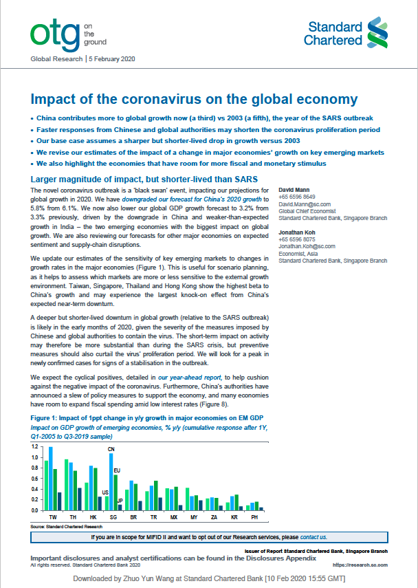 CGCC E-Connects: "Impact of the coronavirus on the global economy" featured image